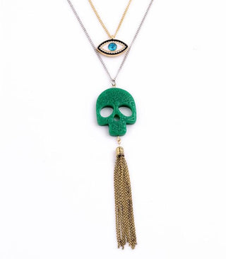 Skull Tassel Crystal Eye Necklace