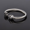 Antique Silver Double Skull Bangle