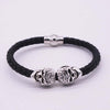 Hot Selling Fashion Braided Leather Gold Skull Women Men Bracelets