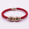Hot Selling Fashion Braided Leather Gold Skull Women Men Bracelets