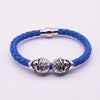 Hot Selling Fashion Braided Leather Gold Skull Women Men Bracelets