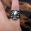 Stainless Steel Skull Wide Biker Ring