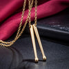 Men Inoxidable Gold colour Collar de Cadena Rockers Jazz Band Drum Drummers Snare drum stick Stainless Steel Necklace Pendant