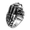 Punk Biker Style Black Zircon Hand Skull Ring