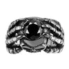 Punk Biker Style Black Zircon Hand Skull Ring