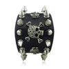 Rock Spikes Rivet Skull Wide Cuff Leather Bracelet - designfullprint