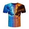 Fire and Ice Wolf Printed 3D Men Women T-shirts , Short Sleeve Summer Tops Tees - designfullprint