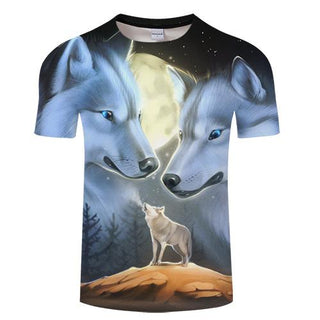 Moonlight Wolfs 3D Printed Men Women T-shirt, Summer O-neck Short Sleeve Tops Tees - designfullprint