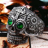 Stainless Steel Men's Gothic Gold Carving Kapala Skull Ring - designfullprint