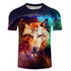 Galaxy Wolf 3D Print T-shirt, Summer Short Sleeve O-neck Tops &Tee