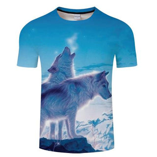 Snow Wolf 3D Printed T-shirt, Summer Short Sleeve O-neck Tops &Tee - designfullprint