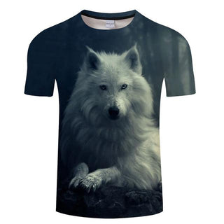 White Wolf 3D Print Unisex T-shirt, Summer Casual Short Sleeve O-neck Tops&Tees - designfullprint
