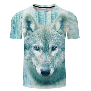 Winter Wolf Print Men Women T-shirt,  Summer Casual O-neck Short Sleeve Top&Tees - designfullprint