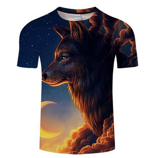 Sunrise & Wolf 3D Print Men Women T-shirt, Summer Short Sleeve O-neck Tops&Tees - designfullprint