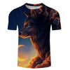 Sunrise & Wolf 3D Print Men Women T-shirt, Summer Short Sleeve O-neck Tops&Tees - designfullprint
