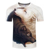 Double-Wolf Lovers 3D Print Men Women T-shirt, Summer Casual Short Sleeve O-neck Tops&Tee - designfullprint