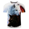Black & White Lovers Wolf 3D Print Men Women T-shirt , Summer Short Sleeve O-neck Tops &Tee
