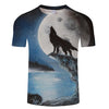 Unisex Casual Pullover Wolf and The Full Moon Printed 3D T-shirt - designfullprint