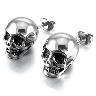 Cool Unisex Skull Silver Like Stud Earrings