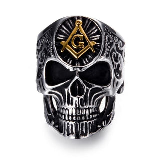 Stainless Steel Masonic Skull Rings - designfullprint