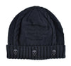 Super Warm Skull Knitted Wool Beanie with Skull Charm and Soft Fur Inside - designfullprint