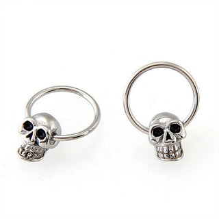 Unisex Stainless Steel Skull Round Hoop  Earrings - designfullprint