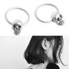 Unisex Stainless Steel Skull Round Hoop  Earrings - designfullprint