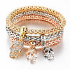 Gold Crystal Skull Charm Bracelet
