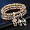 Gold Crystal Skull Charm Bracelet