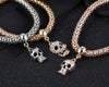 Gold Crystal Skull Charm Bracelet