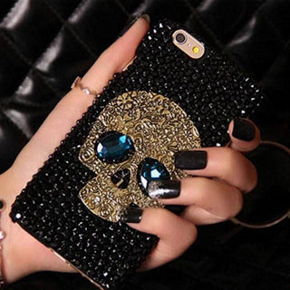 Bling Rhinestone Skull With Blue Eye Phone Cases For iPhone from 5 to  8+ and Samsung S8 S7 S6 Edge - designfullprint