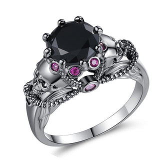 Skull CZ Silver Punk Ring - Engagement, New Year, Valentine Ring - designfullprint