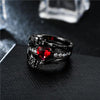 Black Skull Ring Red  Crystal  Heart