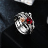 Black Skull Ring Red  Crystal  Heart