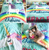 Believe Miracles Rainbow Unicorn Bedding Set (Duvet Cover and Pillowcases) - designfullprint