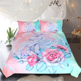 Unicorn and Rose Bedding Set (Duvet Cover and Pillowcases) - designfullprint