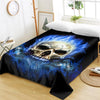 Blue Flame Skull Bed Sheets - designfullprint