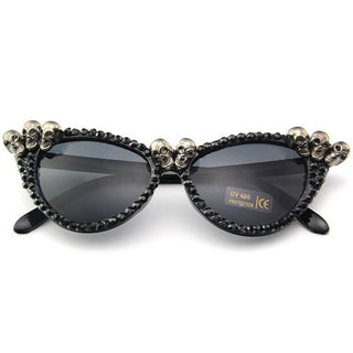 Rhinestone Cat Eye Skull Sunglasses for Woman - designfullprint