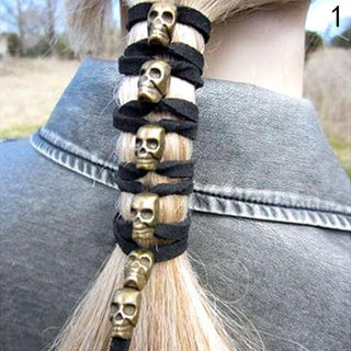 Skull Leather Ponytail Hair Ties - designfullprint
