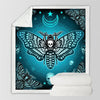 Skull Gift Gift For Butterfly Lover Skull Moth Sherpa Throw Blanket Gothic Skull Butterfly