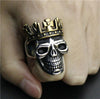 Golden Silver Crown Skull Ring