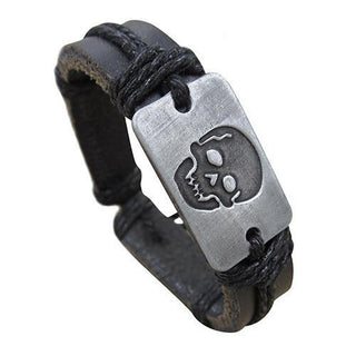 Vintage Skull Faux Leather Bracelet