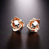 Gold Rose Skull Earrings
