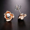 Gold Rose Skull Earrings