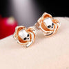 Gold Rose Skull Earrings