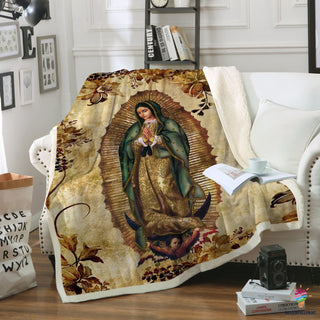 Our Lady of Guadalupe Sherpa and Quilt Blanket LN