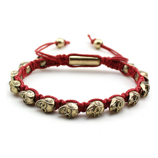 Red Cord Gold Skull Bracelet