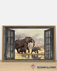 Gift For Elephant Lover African Elephant 3D Window Wildlife Three Elephants Poster HG