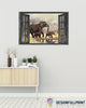 Gift For Elephant Lover African Elephant 3D Window Wildlife Three Elephants Poster HG