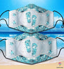 Pink And Teal Flip Flop Dimond And Flowers Dog Cloth Mask HG Flip Flop Cloth Mask
